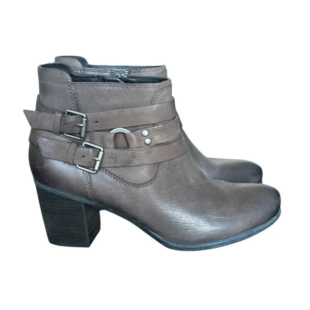 Josef Seibel Britney Side Zip Ankle Bootie Taupe Brown Size 39 US 8 - 8.5